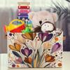HSYOYO Boho Floral Art Storage Basket with Handles Collapsible Storage Bins Rectangular Toy Storage Organizer Box Fabric Shelf Baskets for Nursery Bedroom Bathroom 1PC view 3