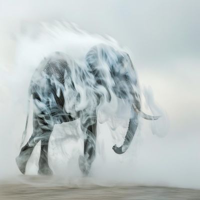 1000 Piece Adult Jigsaw Puzzle, Elephant in The Smoke, Gift for Jigsaw Lovers