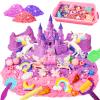 Bbiamsleep Unicorn Sensory Bin, 493 Pcs Unicorn Sensory Set with Sandbox 6 Castle Mould 9 Tools for Home Decor view 1