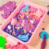 Bbiamsleep Unicorn Sensory Bin, 493 Pcs Unicorn Sensory Set with Sandbox 6 Castle Mould 9 Tools for Home Decor view 3