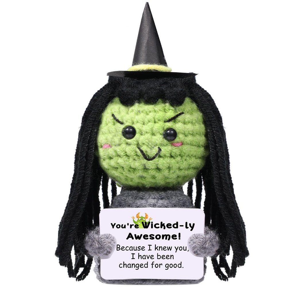 AICase Wicked Merch Wicked Dolls Elphaba Glinda Gifts Wicked Witch of The West Crochet Funny Positive Wicked Gifts Emotional Support Nuggets Gifts Handmade Cheer Gifts for Women/MoM Men Birthday