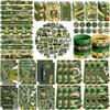 122PCS Camo Party Favors Set, 50 Stickers, 12 Assemble Stickers, 12 Button Badges, 12 Mini Notepads, 12 Slap Bracelets, 12 Rubber Bracelets, 12 Goodie Bags for Army Hunting Military Party Supplies view 1