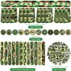 122PCS Camo Party Favors Set, 50 Stickers, 12 Assemble Stickers, 12 Button Badges, 12 Mini Notepads, 12 Slap Bracelets, 12 Rubber Bracelets, 12 Goodie Bags for Army Hunting Military Party Supplies view 2