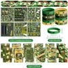 122PCS Camo Party Favors Set, 50 Stickers, 12 Assemble Stickers, 12 Button Badges, 12 Mini Notepads, 12 Slap Bracelets, 12 Rubber Bracelets, 12 Goodie Bags for Army Hunting Military Party Supplies view 3
