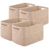 OIASKET Storage Baskets for Organizing, Woven Decorative Baskets for Shelves - Books, Towels, and Clothes, Cotton Rope Toy Storage Bins, 12.7''Lx9''Wx7.8''H, Pack of 4, Brown view 1
