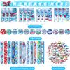 122PCS Airplane Party Favors Set, 50 Stickers, 12 Assemble Stickers, 12 Button Badges, 12 Mini Notepads, 12 Slap Bracelets, 12 Rubber Bracelets, 12 Goodie Bags for Plane Party Baby Shower Supplies view 3