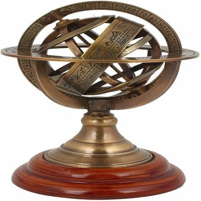 Antique Globe Nautical Brass Engraved Brass Tabletop Armillary Nautical Sphere Globe Items