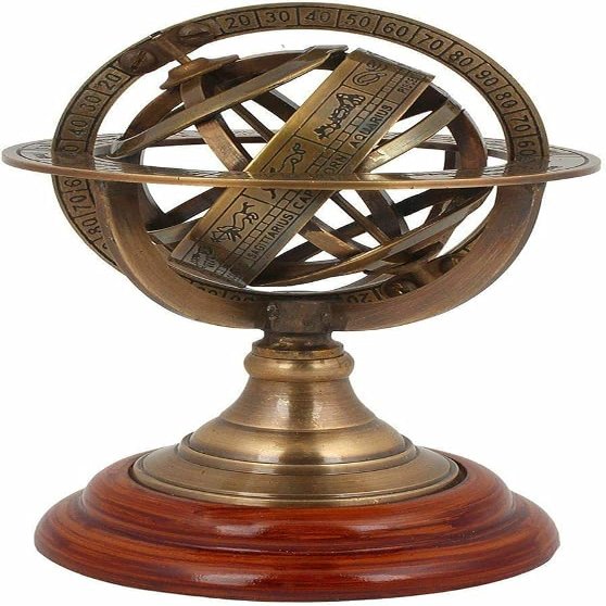 Antique Globe Nautical Brass Engraved Brass Tabletop Armillary Nautical Sphere Globe Items