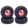 4PCS 1.9'' Metal Wheel Rim Rubber Crawler Tires Whees 120x44mm Hex 12mm for 1/10 RC Crawler for Redcat, HPI, TRAXXAS TRX4, RGT, AXIAL SCX10, VRX Racing RC Car (Red) view 1