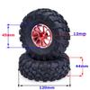 4PCS 1.9'' Metal Wheel Rim Rubber Crawler Tires Whees 120x44mm Hex 12mm for 1/10 RC Crawler for Redcat, HPI, TRAXXAS TRX4, RGT, AXIAL SCX10, VRX Racing RC Car (Red) view 2