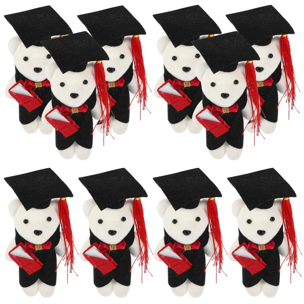 Alipis 10 Pack Mini Graduation Bear Dolls with Grad Cap Plush Toys for Kindergarten Elementary High School Graduation Party Decorations 4.72 Inch Soft Bear Bouquet Accessories