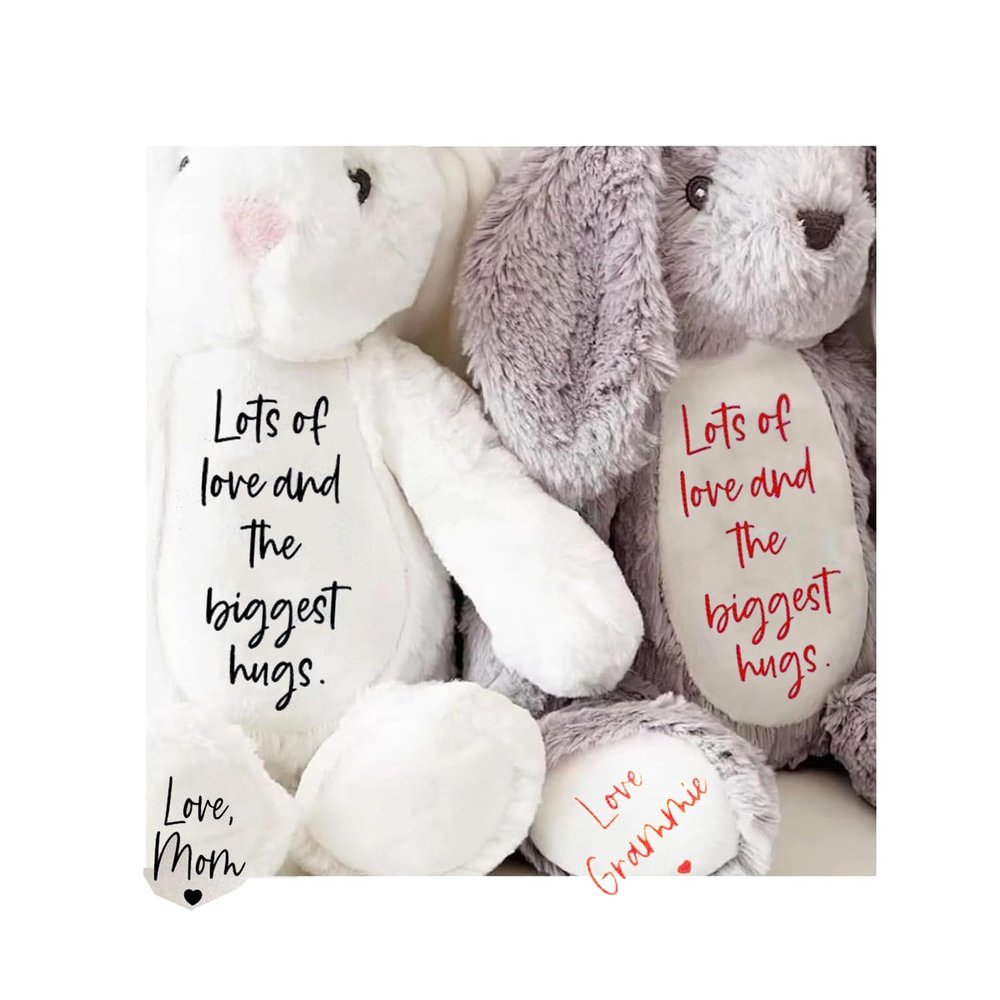 2025 Easter Personalized Plush Bunny Custom Name Children'S First Bunny Gift Newborn Memorial Gift Encouragement Gift (Lots of love and biggest hugs)