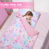 Kids Nap Mat Portable Slumber Bags with Removable Pillow and Blanket for Girls Boys, Lightweight Extra Large Sleeping Bag for Preschool Camping Daycare view 4