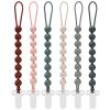 6-Pack Silicone Pacifier Clips for Babies, Safe Teething Beads, Rust-Free Holders, Baby Boy and Girl Essentials, Newborn Must-Have Accessories, BPA-Free view 1