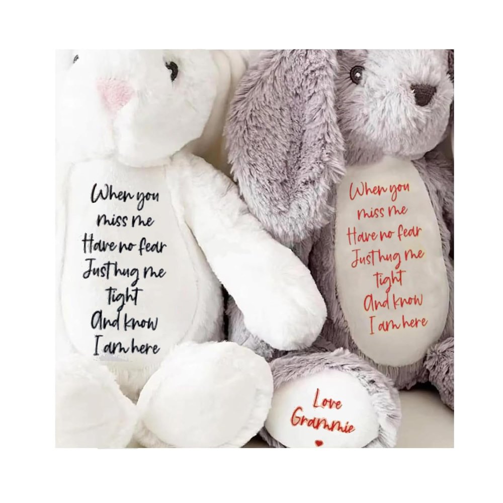 2025 Easter Personalized Plush Bunny Custom Name Children'S First Bunny Gift Newborn Memorial Gift Encouragement Gift (when you miss me hore no fear tusthug me tight and know i am here)