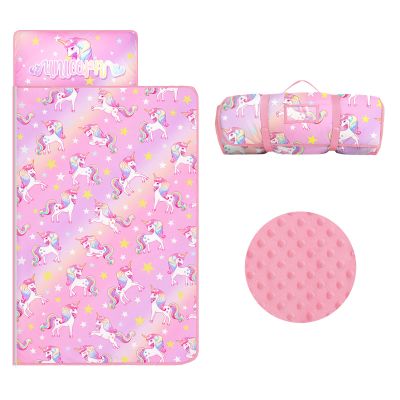 Kids Nap Mat Portable Slumber Bags with Removable Pillow and Blanket for Girls Boys, Lightweight Extra Large Sleeping Bag for Preschool Camping Daycare