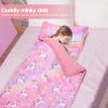 Kids Nap Mat Portable Slumber Bags with Removable Pillow and Blanket for Girls Boys, Lightweight Extra Large Sleeping Bag for Preschool Camping Daycare view 4