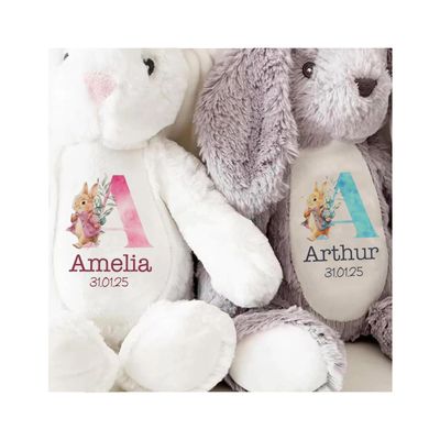 2025 Easter Personalized Plush Bunny Custom Name Children'S First Bunny Gift Newborn Memorial Gift Encouragement Gift (Easter Style B)