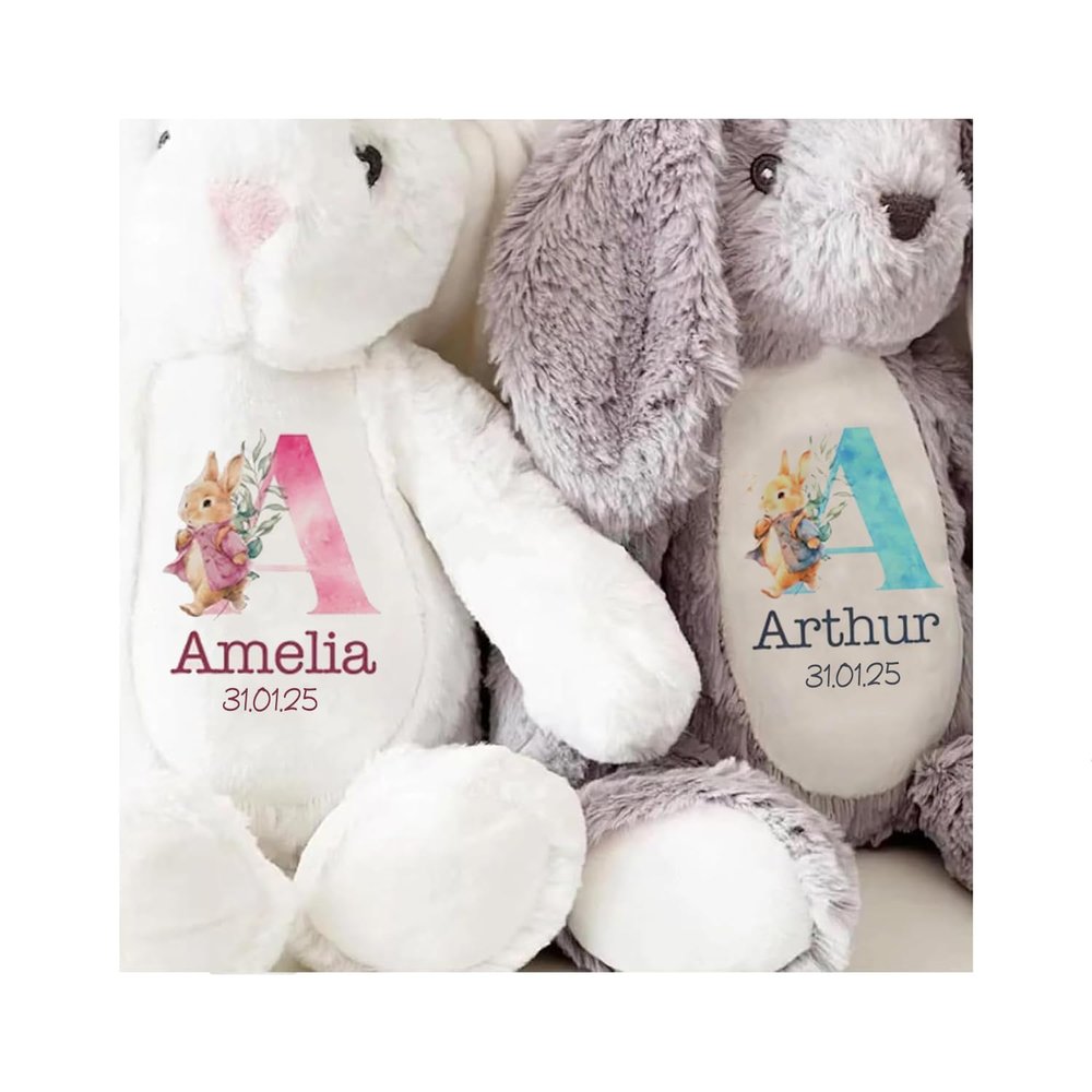 2025 Easter Personalized Plush Bunny Custom Name Children'S First Bunny Gift Newborn Memorial Gift Encouragement Gift (Easter Style B)