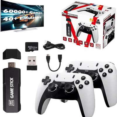 Ruelala Retro Gaming Console, Retrostick - 60,000+ Retro Games with 2 Controllers, Plug & Play TV Video Retro Gaming Stick, Wireless Retro Game Console Stick 4k HDMI Output (64G) (128G)