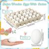 Cinnvoice 24 Pcs Easter Wooden Eggs with Natural Pulp Cartons Paintable Wood Fake Eggs for Easter Hunting Basket Stuffer Party Favor Kitchen Play and Room Decorating(White) view 2