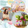 Cinnvoice 24 Pcs Easter Wooden Eggs with Natural Pulp Cartons Paintable Wood Fake Eggs for Easter Hunting Basket Stuffer Party Favor Kitchen Play and Room Decorating(White) view 3