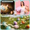 Cinnvoice 24 Pcs Easter Wooden Eggs with Natural Pulp Cartons Paintable Wood Fake Eggs for Easter Hunting Basket Stuffer Party Favor Kitchen Play and Room Decorating(White) view 4