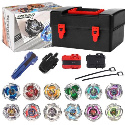Gyro X Battling Blade Set, 12 Spinning Tops, 3 Launchers and 1 Grip with Storage Box, Kids Toys Birthday Gift Ideal for 6+ Years Old Boys (Silver)