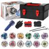 Gyro X Battling Blade Set, 12 Spinning Tops, 3 Launchers and 1 Grip with Storage Box, Kids Toys Birthday Gift Ideal for 6+ Years Old Boys (Silver) view 1