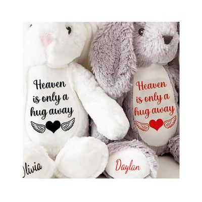 2025 Easter Personalized Plush Bunny Custom Name Children'S First Bunny Gift Newborn Memorial Gift Encouragement Gift (heaven is only a hug away)