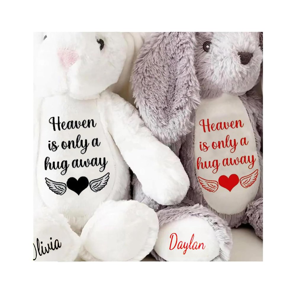 2025 Easter Personalized Plush Bunny Custom Name Children'S First Bunny Gift Newborn Memorial Gift Encouragement Gift (heaven is only a hug away)