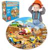 EggSun 71Pcs Christmas Construction Vehicle Floor Puzzle for Kids 3,4,5,6,7,8,Educational Building Jigsaw Puzzles with Excavator Dumper Monster Truck for Ages 3-5,Learning Toys Gift for Girls and Boys view 1