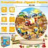 EggSun 71Pcs Christmas Construction Vehicle Floor Puzzle for Kids 3,4,5,6,7,8,Educational Building Jigsaw Puzzles with Excavator Dumper Monster Truck for Ages 3-5,Learning Toys Gift for Girls and Boys view 2
