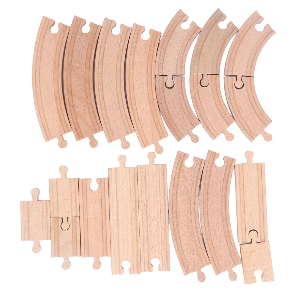 Wooden Trains Track Set for Toddlers Assembly Kit Building Toys Educational DIY Wooden Trains Track Expansion Pack (Pack A)