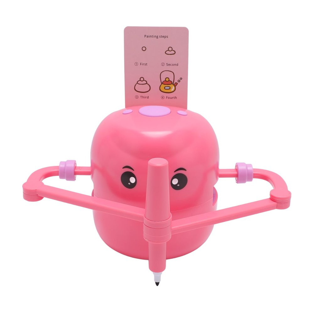Bewinner Smart Drawing Robot, Interactive Educational Drawing Robot, Montessori Drawing Learning with 100 Word Cards, Art Enlightenment Interactive Early Education, Ages 5+ (Rose Red)