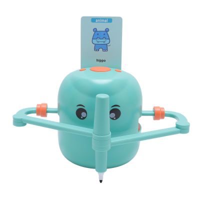 Bewinner Smart Drawing Robot, Interactive Educational Drawing Robot, Montessori Drawing Learning with 100 Word Cards, Art Enlightenment Interactive Early Education, Ages 5+ (Light Green)