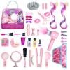Hair Salon Toys for Girls, Dress Up Beauty Hair Stylist Toy Kit with Barber Apron, Hair Dryer, Curling Iron, Mirror, Scissors and Styling Accessories view 1