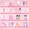 Hair Salon Toys for Girls, Dress Up Beauty Hair Stylist Toy Kit with Barber Apron, Hair Dryer, Curling Iron, Mirror, Scissors and Styling Accessories view 3