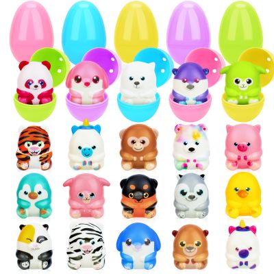 20 Pack Easter Eggs with Animal Squishy Toys Easter Basket Stuffers Fillers Plastic Easter Egg Hunt Easter Party Favors for Kids Boys Girls