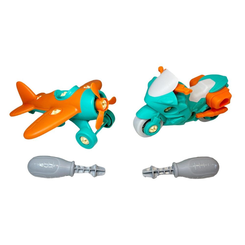 Channie's Take Apart Motorcycle and Airplane Building Toy for Kids, Construction Kit with Drill, Educational Stem Toys for Boys