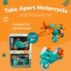 Channie's Take Apart Motorcycle and Airplane Building Toy for Kids, Construction Kit with Drill, Educational Stem Toys for Boys view 2