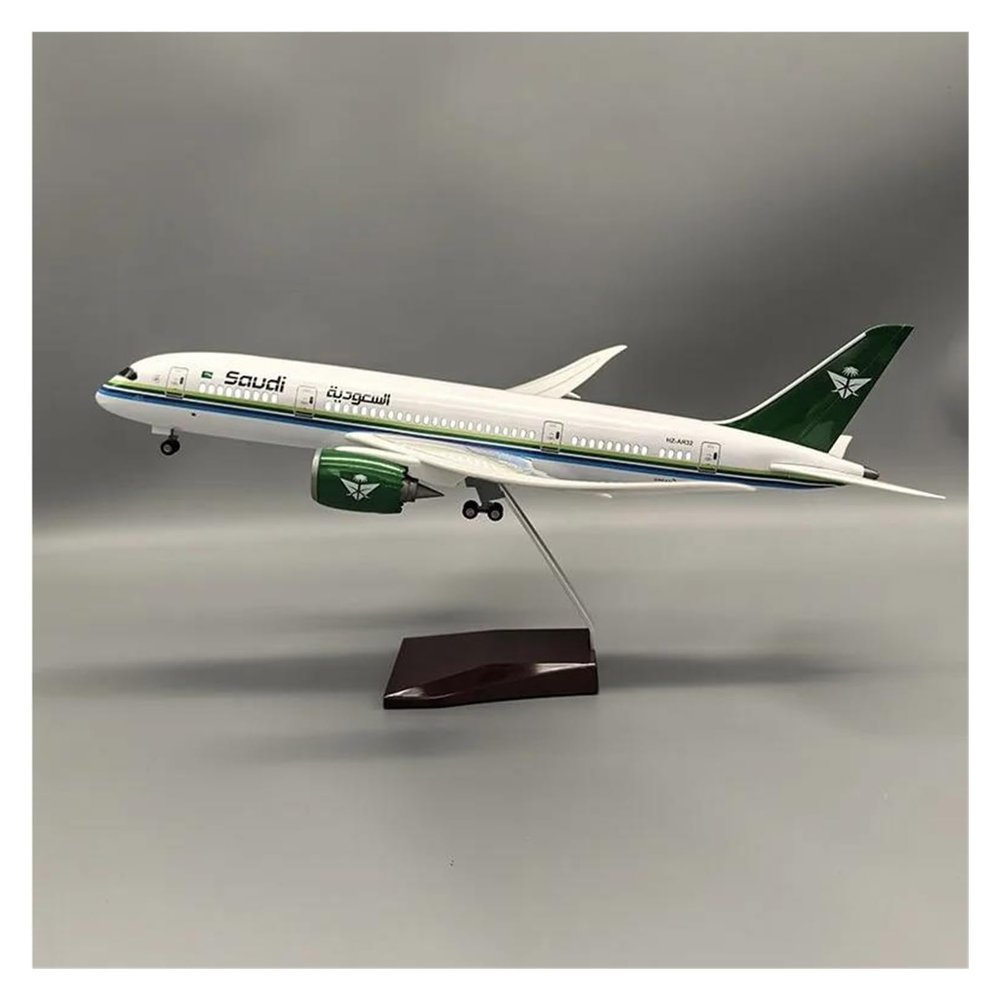 LIUSANGLIU Scale Aircraft 47CM 1/130 for Saudi Airline Airplane Model 787 B787 Dreamliner Aircraft Resin Plane Model Suitable for Display