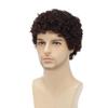 Daiaces Afro Curly Dark Brown Wig for Men Short Synthetic Halloween Cosplay Costume Replacement Hair Wigs view 3