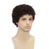 Daiaces Afro Curly Dark Brown Wig for Men Short Synthetic Halloween Cosplay Costume Replacement Hair Wigs view 4