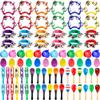 84 Pcs Shaker Musical Instruments Set including 12 Plastic Handheld Tambourine Bells 12 Colorful Cymbal 12 Egg Shaker 24 Maracas 12 Wrist Bells with 12 Castanets for Preschool Early Music Learning Toy view 1