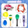 84 Pcs Shaker Musical Instruments Set including 12 Plastic Handheld Tambourine Bells 12 Colorful Cymbal 12 Egg Shaker 24 Maracas 12 Wrist Bells with 12 Castanets for Preschool Early Music Learning Toy view 2