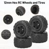 12mm Hex Hub RC Wheels and Tires, daitoku 1/16 RC Tires RC Truck Wheel Rims & Rubber Tires for 1/16 Off-Road RC Car, 16208, 16209, 16210, H16BM, H16GT, H16H view 4