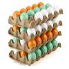 Beeveer 60 Pcs Unpainted Wooden Eggs, Sturdy Easter Eggs with Blank Natural Pulp Egg Cartons, Fake Eggs for Easter Egg Decorating, DIY Game, Kitchen Craft Adornment (White,Green,Yellow) view 1