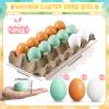 Beeveer 60 Pcs Unpainted Wooden Eggs, Sturdy Easter Eggs with Blank Natural Pulp Egg Cartons, Fake Eggs for Easter Egg Decorating, DIY Game, Kitchen Craft Adornment (White,Green,Yellow) view 2