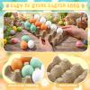 Beeveer 60 Pcs Unpainted Wooden Eggs, Sturdy Easter Eggs with Blank Natural Pulp Egg Cartons, Fake Eggs for Easter Egg Decorating, DIY Game, Kitchen Craft Adornment (White,Green,Yellow) view 3